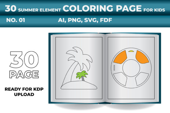 Download Kdp Summer Coloring Page Svg Set for Kid - Kdp summer Collection